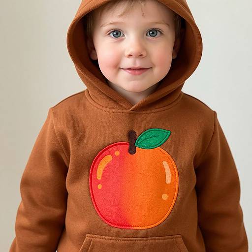 Smiling Child in Fruit Hoodie