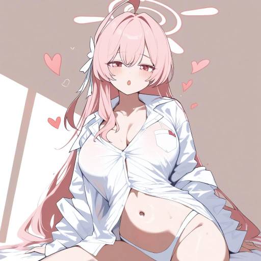 Blue Swimsuit Girl with Pink Hair