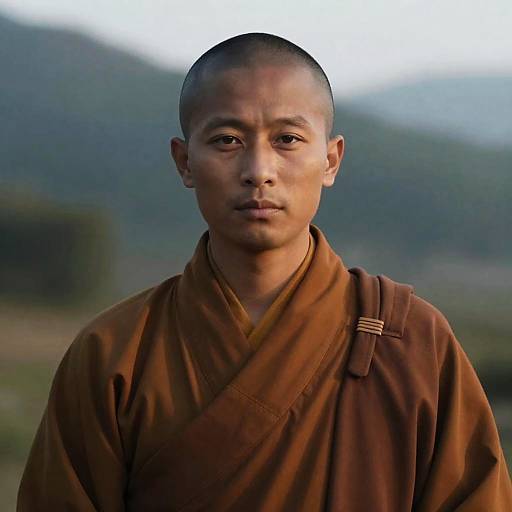 Serene Monk Portrait at Dawn