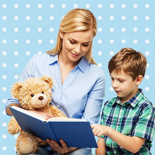 Heartwarming Storytime Photo with Teddy Bear