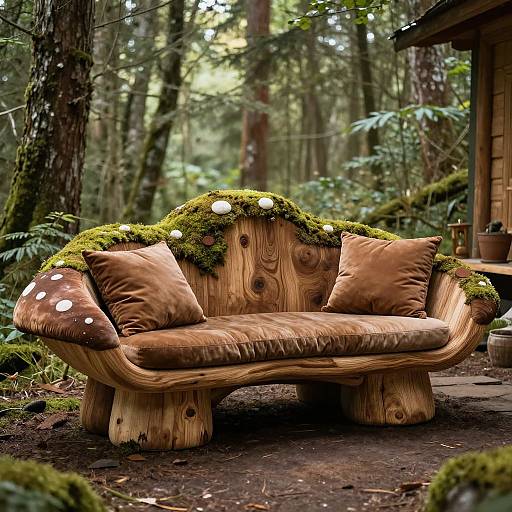 Rustic Mushroom Couch in Forest Cabin