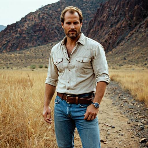 Rugged Man in Casual Outdoor Outfit