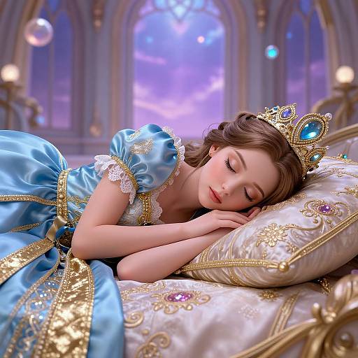Fantasy Sleeping Beauty in Royal Gown