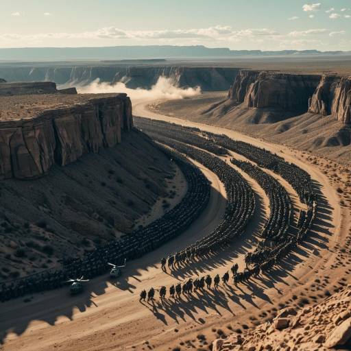 Massive Army Formation in Desert Canyon