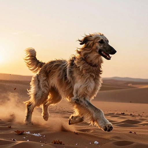 Elegant Afghan Hound in Desert Sunset