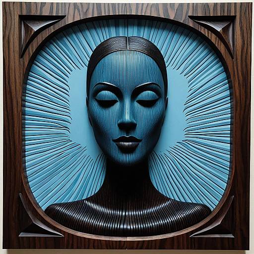 Surreal Intarsia Woodwork Portrait