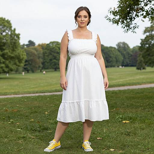Plus-Size Woman in Vintage Summer Dress