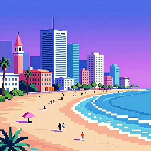 Vaporwave Venice Beach Pixel Art