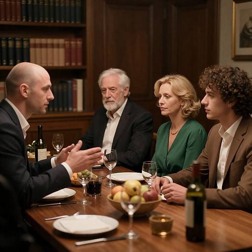 Formal Dining Scene with Four Individuals