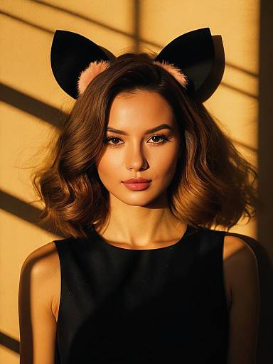 Young woman with playful cat ears headband