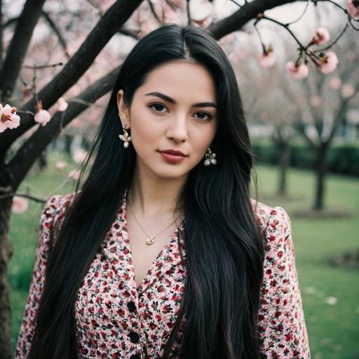 Young Woman Among Cherry Blossoms