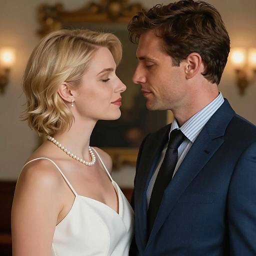 Intimate Moment Between Well-Dressed Couple