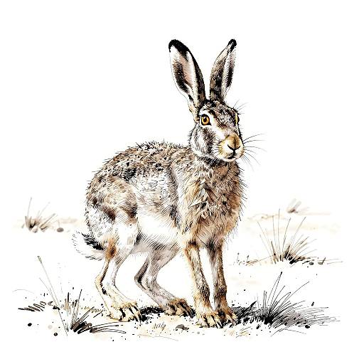 Stippling Ballpoint Desert Hare Sketch