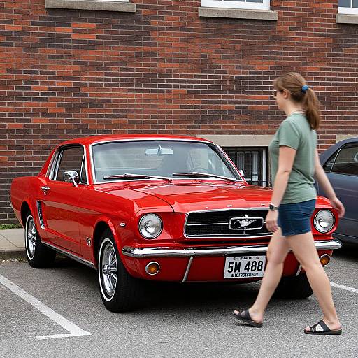 Vintage Red 1965 Ford Mustang Scene