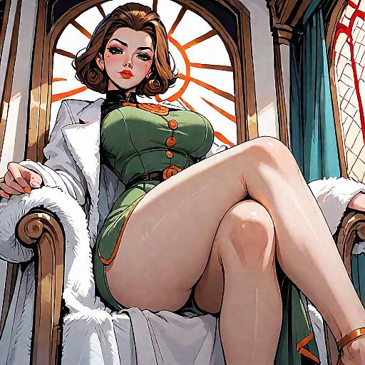 Elegant Throned Female with Brown Eyes