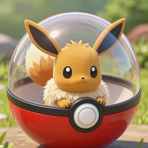 Photorealistic Fluffy Eevee in Pokeball