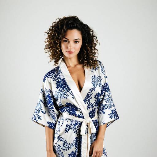 Woman in Floral Silk Robe