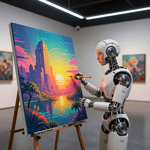 AI Artist Creating Surreal Cyberpunk Landscapes