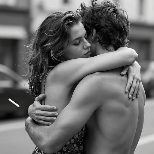 Intense Black and White Embrace