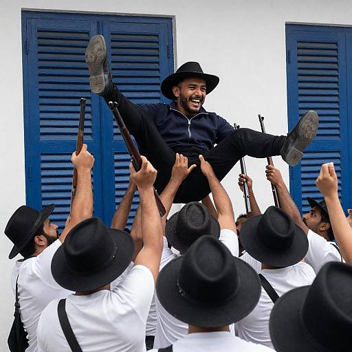 Celebration in the Crowd with Joyful Man