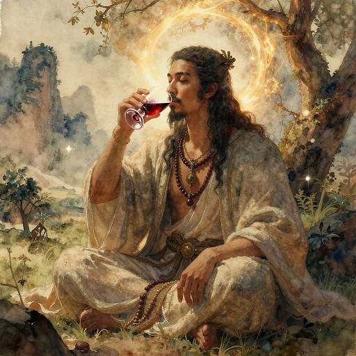 Ancient God Drinking Spiced Wine