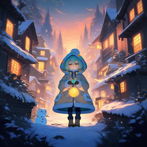 Charming Chibi in a Cozy Winter Scene