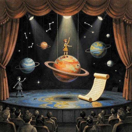 Surreal Cosmic Theater with Marionette Planets
