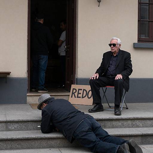 Urban Scene: Man Smoking, Another Sleeping