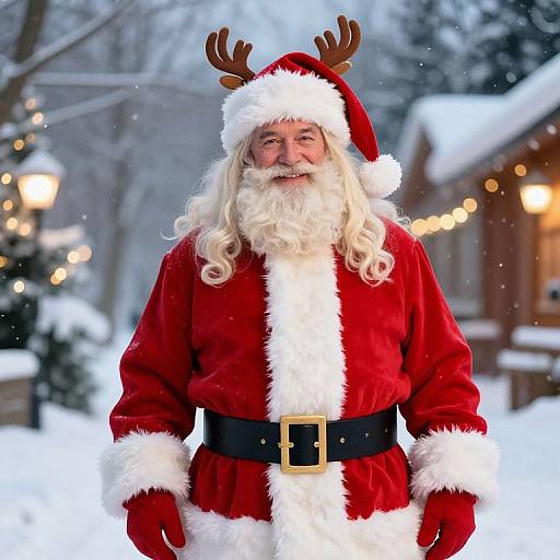 Blonde Santa in Festive Winter Scene