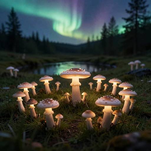 Enchanted Bioluminescent Mushroom Circle