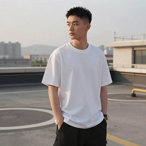 Box Fade Hairstyle on Rooftop