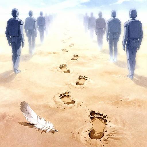 Ethereal Robot Footprints on Beach