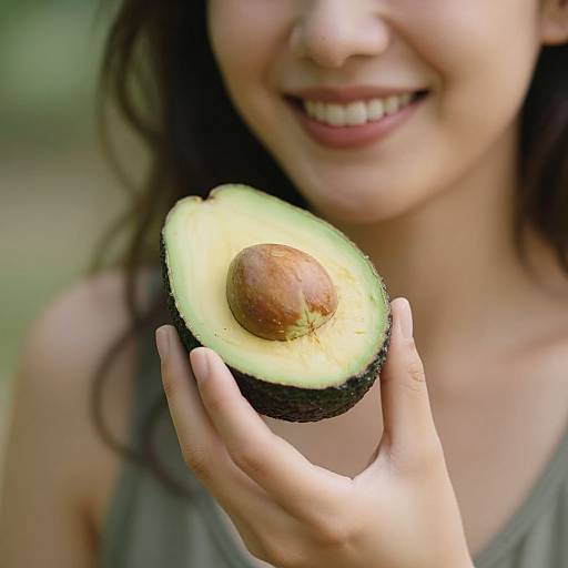 Woman Enjoying Avocado in Nature