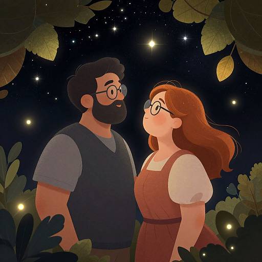 Starry Night Couple Embrace