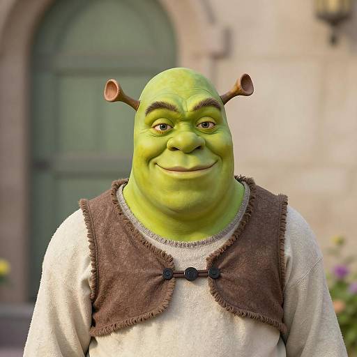 Person in Shrek Fancy Dress Costume