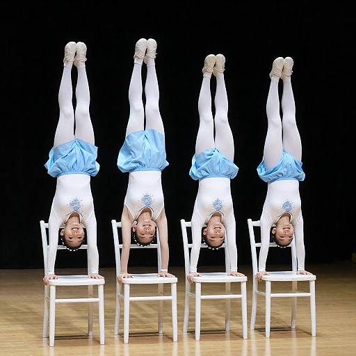 Acrobats Performing Handstands on Stage