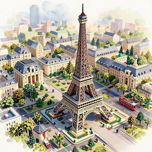 Epic Lego Paris Watercolor Aerial