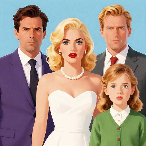 Illustration of Intense Four People Portrait