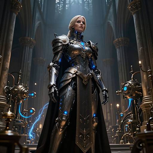 Female Techpriest in Gothic Mechanized Armor