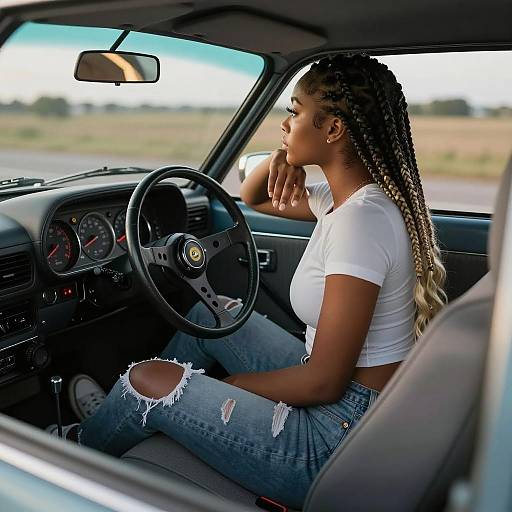 Cinematic Vintage Car Portrait of Confidence