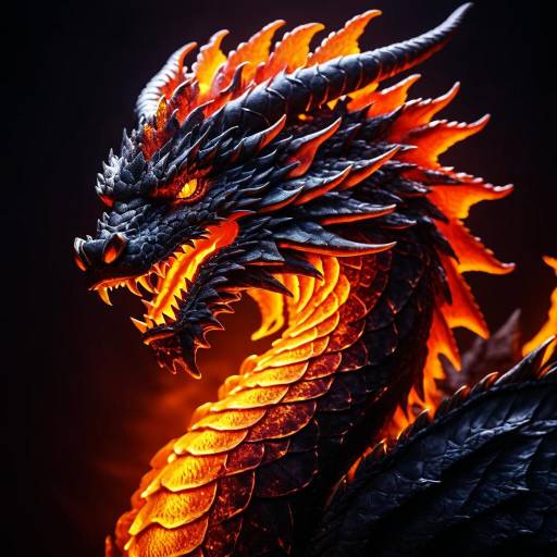 Fiery Lava Dragon Portrait with Glowing Scales