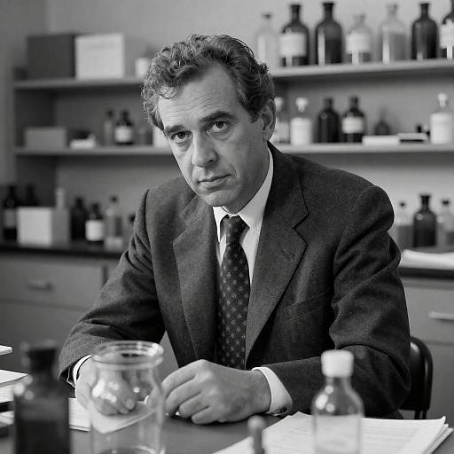 Intense Portrait of a Scientist in Lab