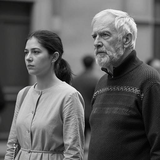 Monochrome Portrait of Two Individuals