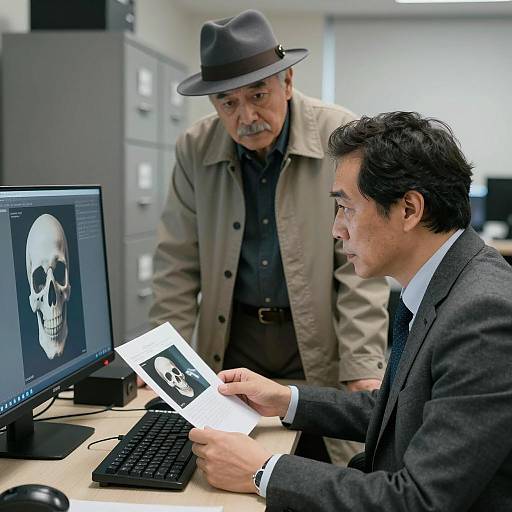 Mysterious Office Scene with Two Men