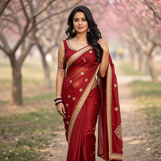 South Asian Woman in Traditional Saree