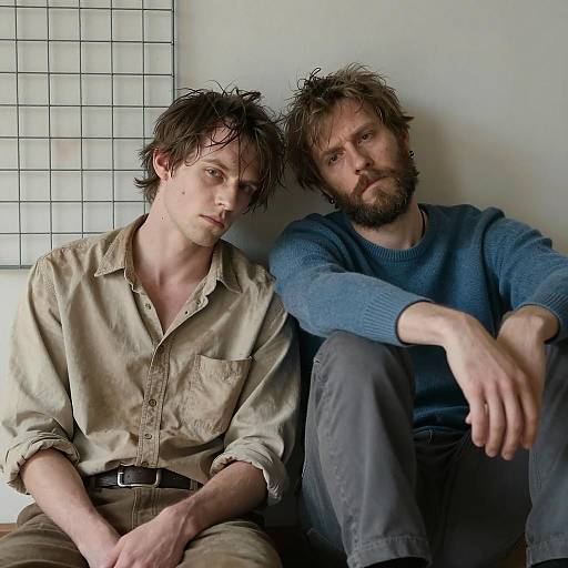 Disheveled Men Leaning Against a Wall