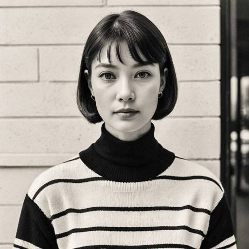 Portrait of Woman in Striped Turtleneck Sweater