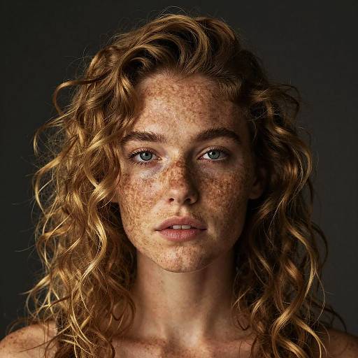 Stunning Freckled Woman in Dramatic Lighting