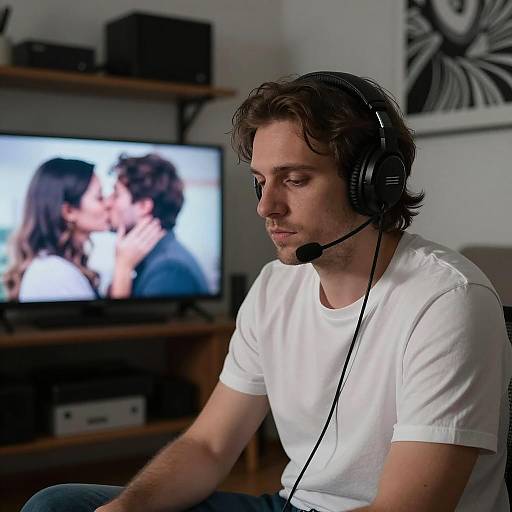 Contemplative Man in Dimly Lit Room