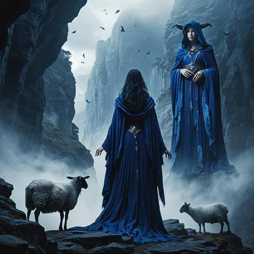 Mysterious Sorceress on Misty Cliffside